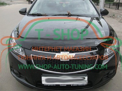 Мухобойка, дефлектор капота Chevrolet Cruze Длинная (Vip Tuning)