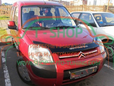 Мухобойка, дефлектор капота Citroen Berlingo 02-08 Длинная (Vip Tuning)