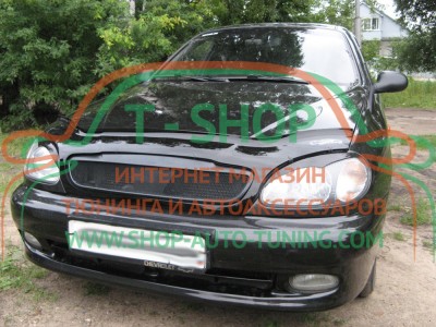 Мухобойка, дефлектор капота Daewoo Lanos С решеткой (Vip Tuning)