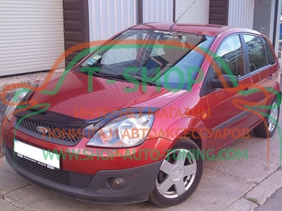 Мухобойка, дефлектор капота Ford Fiesta 02-08 Длинная (Vip Tuning)