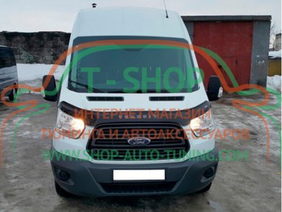 Мухобойка, дефлектор капота Ford Transit 2014- Вариант 1 (Vip Tuning)