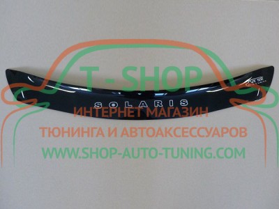 Мухобойка, дефлектор капота Hyundai Accent 2015-2017 Короткая (Vip Tuning)