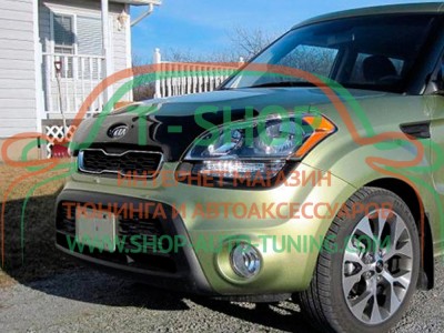 Мухобойка, дефлектор капота KIA Soul 2011-2013 (Vip Tuning)