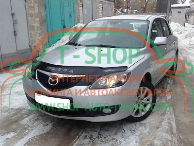 Мухобойка, дефлектор капота Mazda 3 2003-2009 Хэтчбек (Vip Tuning)
