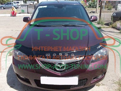 Мухобойка, дефлектор капота Mazda 3 2003-2009 Седан (Vip Tuning)