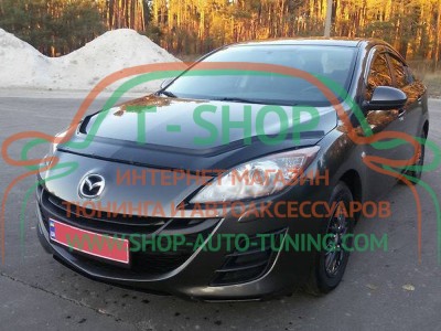 Мухобойка, дефлектор капота Mazda 3 2009-2013 Седан, Хэтчбек (Vip Tuning)