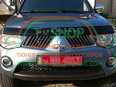 Мухобойка, дефлектор капота Mitsubishi L200 2007-  (Vip Tuning)