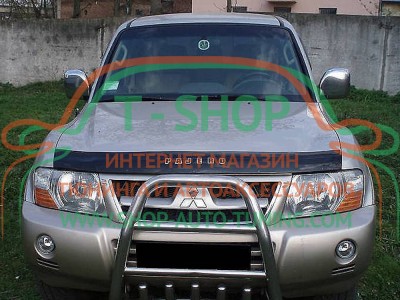 Мухобойка, дефлектор капота Mitsubishi Pajero 3 1998-2006 (Vip Tuning)