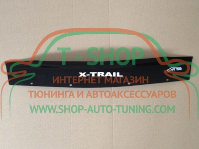Мухобойка, дефлектор капота Nissan X-Trail 2001-2006 Короткая (Vip Tuning)