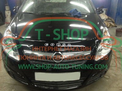 Мухобойка, дефлектор капота Opel Corsa D 2007-2014 (Vip Tuning)