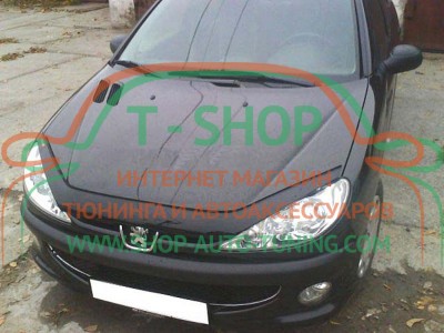 Мухобойка, дефлектор капота Peugeot 206 1998-2009 (Vip Tuning)