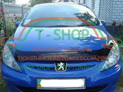 Мухобойка, дефлектор капота Peugeot 307 2001-2005 (Vip Tuning)