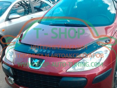Мухобойка, дефлектор капота Peugeot 307 2005-2008 (Vip Tuning)