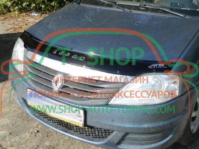 Мухобойка, дефлектор капота Renault Logan 2005-2013 (Vip Tuning)
