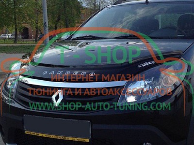Мухобойка, дефлектор капота Renault Sandero 2008-2013 (Vip Tuning)