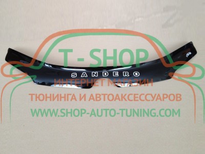 Мухобойка, дефлектор капота Renault Sandero 2013- (Vip Tuning)