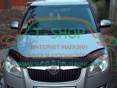 Мухобойка, дефлектор капота Skoda Fabia 2007-2010 (Vip Tuning)