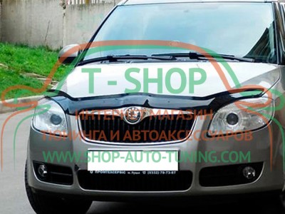 Мухобойка, дефлектор капота Skoda Roomster 2006-2010 (Vip Tuning)