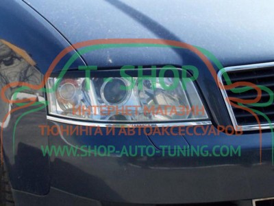 Реснички на фары Audi A6 C5 97-04 (стеклопластик, под покраску)