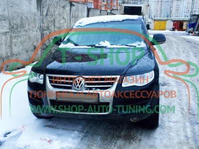 Реснички на фары Volkswagen Touareg 07-10 (стеклопластик, под покраску)