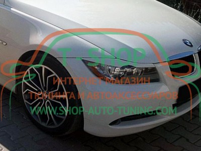 Реснички на фары BMW 3 E90 (стеклопластик, под покраску)