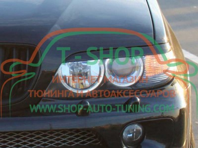 Реснички на фары BMW X5 E53 1999-2003 до рестайлинг (стеклопластик, под покраску)