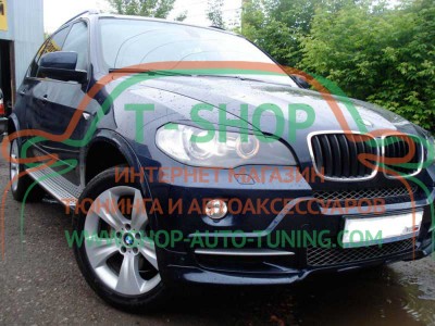 Реснички на фары BMW X5 E70 (стеклопластик, под покраску)