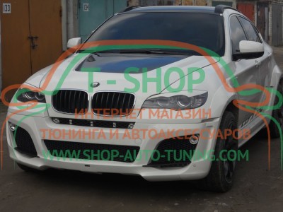 Реснички на фары BMW X6 E71 (стеклопластик, под покраску)
