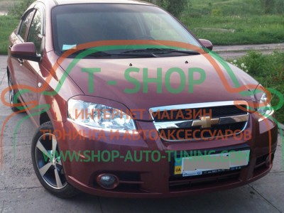 Реснички на фары Chevrolet Aveo T250 (стеклопластик, под покраску)