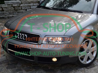 Реснички на фары Audi A4 B6 00-04 (стеклопластик, под покраску)