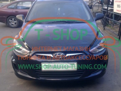 Реснички на фары Hyundai Accent 10-16 (стеклопластик, под покраску)