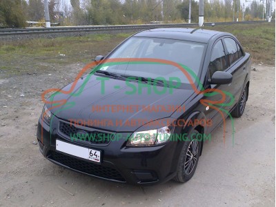Реснички на фары Kia Rio 05-10 (стеклопластик, под покраску)