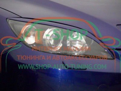 Реснички на фары Mazda 3 04-09 Седан (стеклопластик, под покраску)