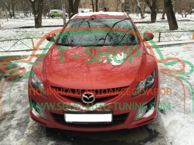 Реснички на фары Mazda 6 08-12 (стеклопластик, под покраску)