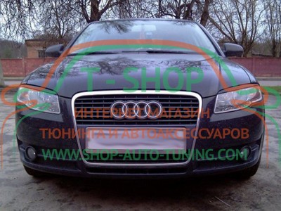Реснички на фары Audi A4 B7 04-08 (стеклопластик, под покраску)