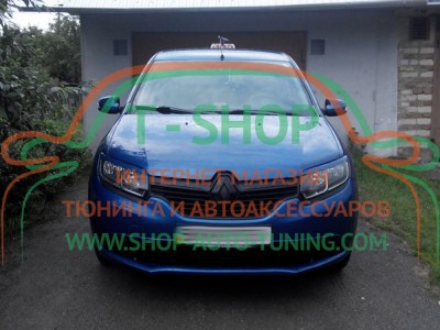 Реснички на фары Renault Logan 2013- (стеклопластик, под покраску)