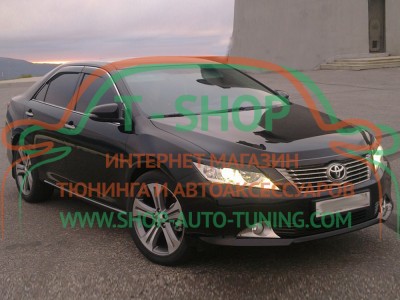 Реснички на фары Toyota Camry 50 11-14 (стеклопластик, под покраску)