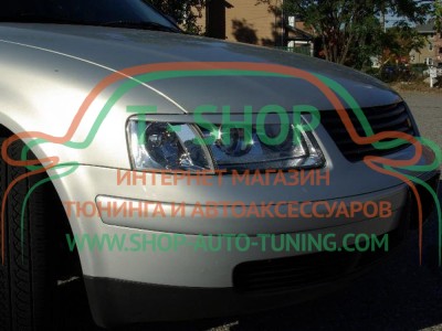 Реснички на фары Volkswagen Passat B5 97-00 (стеклопластик, под покраску)